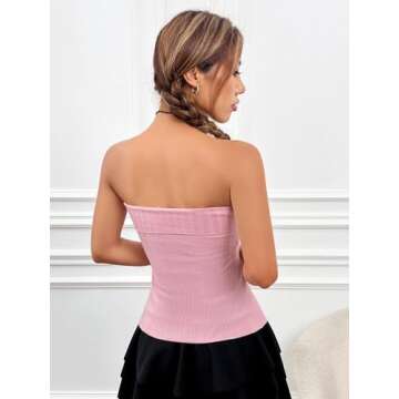 Stylish SHENHE Strapless Ribbed Knit Top for Women