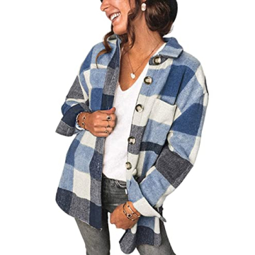PRETTYGARDEN Women’s Fall Plaid Shacket Jacket - Trendy Casual Button Down Flannel