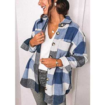 PRETTYGARDEN Women's Trendy Plaid Shacket Jacket