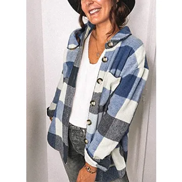 PRETTYGARDEN Women's Trendy Plaid Shacket Jacket