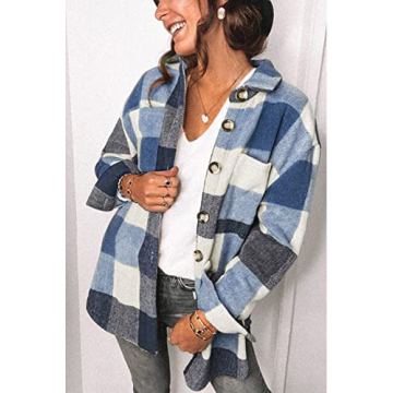 PRETTYGARDEN Women's Trendy Plaid Shacket Jacket