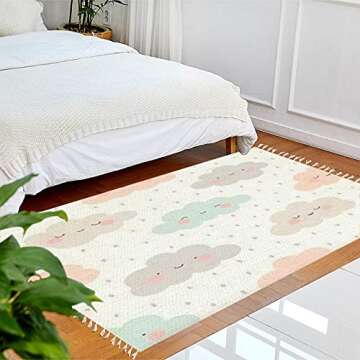 Boho Rug Multicolored Powder pigments Background Selective Focus Area Carpet Patio Hallway Runner Ma...