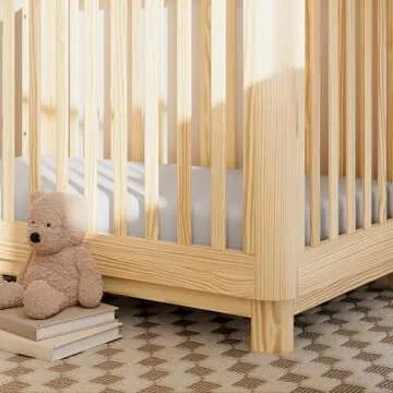 Storkcraft Santos 3-in-1 Convertible Crib (Natural) – GREENGUARD Gold Certified, Converts to Toddler Bed, Fits Standard Full-Size Crib Mattress, Modern Baby Crib with Rounded Posts