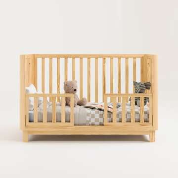 Storkcraft Santos 3-in-1 Convertible Crib (Natural) – GREENGUARD Gold Certified, Converts to Toddler Bed, Fits Standard Full-Size Crib Mattress, Modern Baby Crib with Rounded Posts