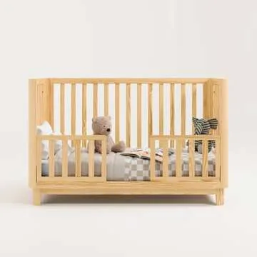 Storkcraft Santos 3-in-1 Convertible Crib (Natural) – GREENGUARD Gold Certified, Converts to Toddler Bed, Fits Standard Full-Size Crib Mattress, Modern Baby Crib with Rounded Posts