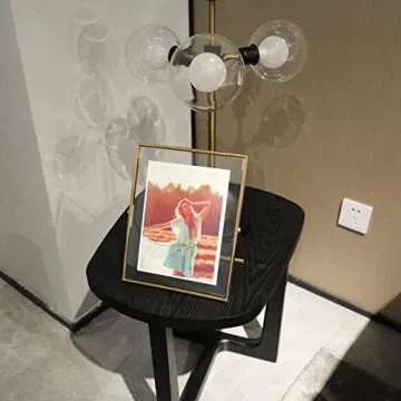 AhaGo Gold Floating Frame (8×10 inches, Vertical), For Picture 7x9, 6x8, 5x7, Tabletop Shelf Photo Frames, Classy Gift For Valentine's Day, Birthday or Wedding, Home or Office Décor