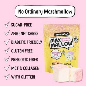 Know Brainer Max Mallow Birthday Cake - Guilt-Free & Zero Sugar Marshmallows - Low Carb, Zero Fat, G...