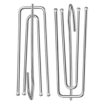 Sopito 60pcs Curtain Pleat Hooks - Durable Stainless Steel 4 Prongs for All Curtain Types