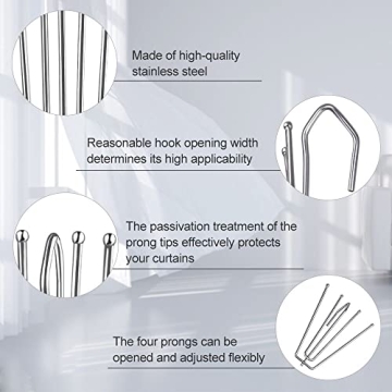 Sopito Stainless Steel Curtain Pleat Hooks 60pcs