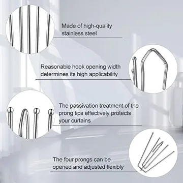 Sopito Stainless Steel Curtain Pleat Hooks 60pcs