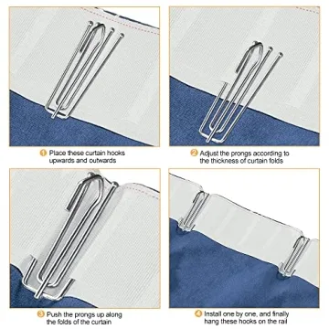 Sopito Stainless Steel Curtain Pleat Hooks 60pcs