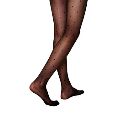 MakeMeChic Women's Heart Sheer Mesh High Waist Tight A Black one-size