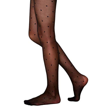 MakeMeChic Women's Heart Sheer Mesh High Waist Tight A Black one-size