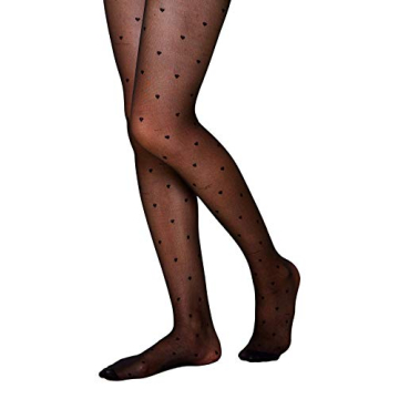 MakeMeChic Women's Heart Sheer Mesh High Waist Tight A Black one-size