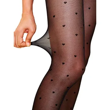 MakeMeChic Women's Heart Sheer Mesh High Waist Tight A Black one-size