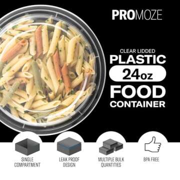 PROMOZE 50-Pack Reusable Meal Prep Containers Microwave Safe Food Storage Containers with Lids, 24 o...