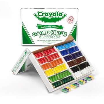 Crayola Colored Pencils Classpack (240 Ct), Bulk Classroom Supplies, Colored Pencils for School, 12 Assorted Colors, Nontoxic