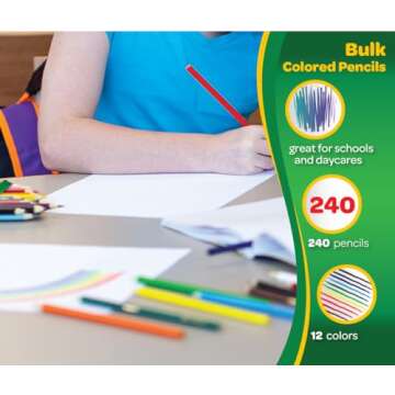 Crayola Colored Pencils Classpack (240 Ct), Bulk Classroom Supplies, Colored Pencils for School, 12 Assorted Colors, Nontoxic