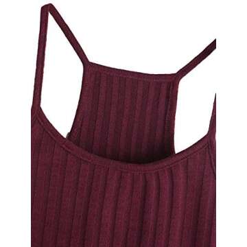 SheIn Women's Summer Basic Sexy Strappy Sleeveless Racerback Crop Top Burgundy Small