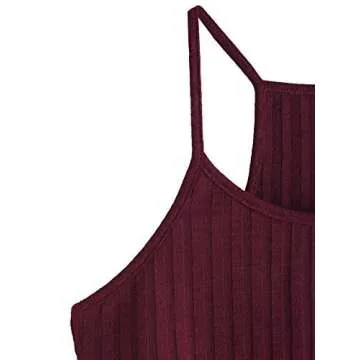 SheIn Women's Summer Basic Sexy Strappy Sleeveless Racerback Crop Top Burgundy Small