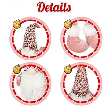 HMASYO Pink Couple Christmas Swedish Gnomes - 2Packs Handmade Swedish Tomte Santa Figurine Plush Elf with Sequin Hat, Long Leg Gnomes Plush Elf Xmas Decor Thanksgiving