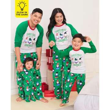 The Children's Place,Unisex Baby,Family Matching, Holiday Pajama Sets, Fleece,Green Christmas with my Gnomies,X-Large