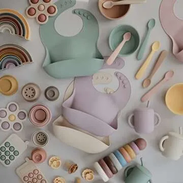 mushie Silicone Baby Bib | Adjustable Fit Waterproof Bibs (Pale Mauve)