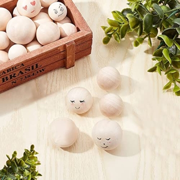 100Pcs 1 Inch Unfinished Wood Beads for Crafting