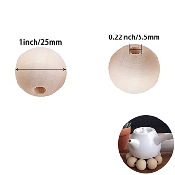 100Pcs 1 Inch Unfinished Wood Beads for Crafting