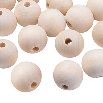 100Pcs 1 Inch Unfinished Wood Beads for Crafting
