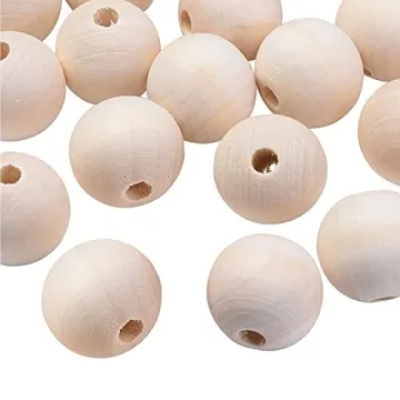 100Pcs 1 Inch Unfinished Wood Beads for Crafting