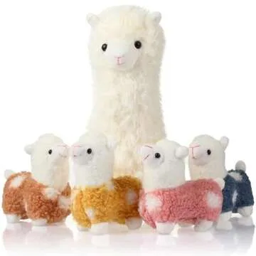 Civaner Llama Stuffed Animal with 4 Baby Llama Plushies Cute Alpaca Plush Set Soft Kawaii Alpaca Pil...