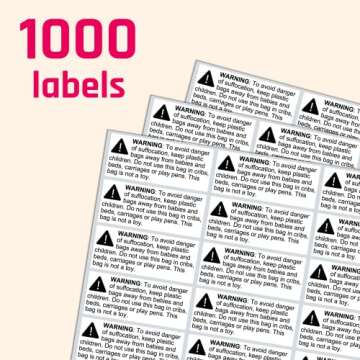 Rectangular Suffocation Warning Labels Pack of 1000