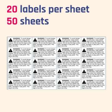 Rectangular Suffocation Warning Labels Pack of 1000