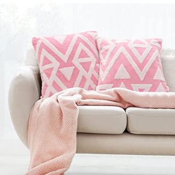 Merelax Fluffy Pink Throw Pillow Covers - Set of 2