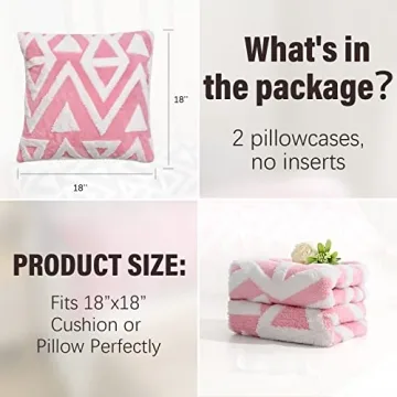 Merelax Fluffy Pink Throw Pillow Covers - Set of 2