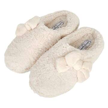 Jessica Simpson Womens Plush Marshmallow Slide On House Slipper Clog with Memory Foam, Ivory, Medium