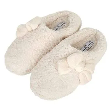 Jessica Simpson Womens Plush Marshmallow Slide On House Slipper Clog with Memory Foam, Ivory, Medium