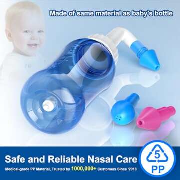 MAOEVER Neti Pot Sinus Rinse Bottle - Gentle & Safe Nasal Care for All