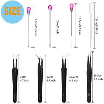 11 Pcs Silicone Resin Mold Tools Set Stirring Needle Spoon Tool Tweezers Precision Kit, Anti-Static ...