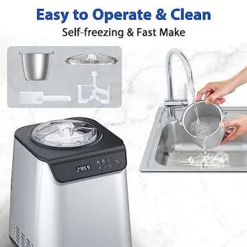 COWSAR 1.3 Quart Ice Cream Maker Machine with Built-in Compressor, Fully Automatic and No Pre-freezing, 1 Hour Keep-Cooling, Easy to Clean, Stainless Steel