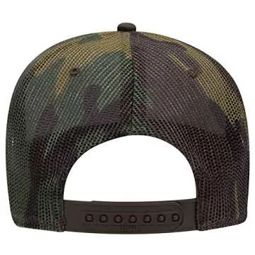 Otto Cap Camouflage Five Panel Mid Crown Mesh Back Trucker Hat Cotton Blend Twill