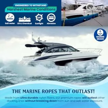 WavesRx Premium Dock Lines for Boat & Pontoon 4PK | Secure & Durable