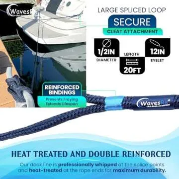 WavesRx Premium Dock Lines for Boat & Pontoon 4PK | Secure & Durable