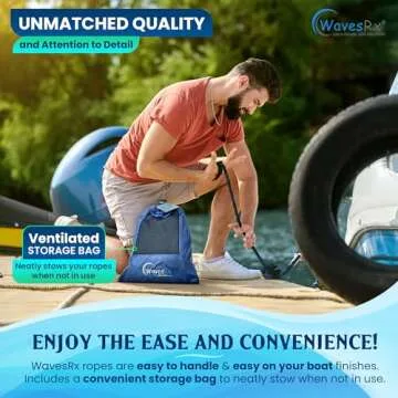 WavesRx Premium Dock Lines for Boat & Pontoon 4PK | Secure & Durable