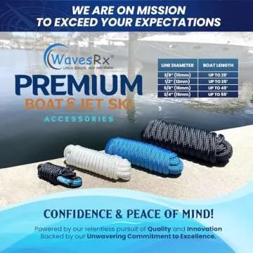 WavesRx Premium Dock Lines for Boat & Pontoon 4PK | Secure & Durable