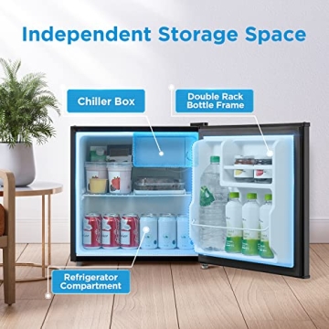 Compact 1.6 Cubic Feet Refrigerator with Reversible Door