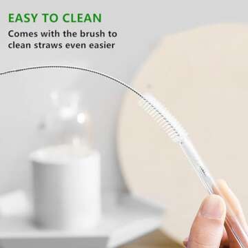 10 Pcs Replacement Straw for Stanley 40 oz 30 oz Cup Tumbler, Reusable Clear Straws with Cleaning Brush, Plastic Straws, Stanley Cup Accessories