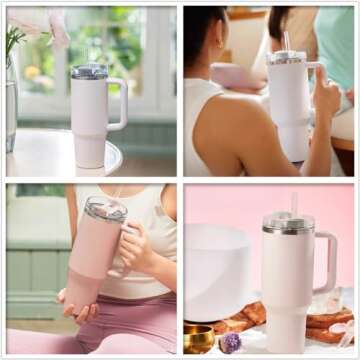 10 Pcs Replacement Straw for Stanley 40 oz 30 oz Cup Tumbler, Reusable Clear Straws with Cleaning Brush, Plastic Straws, Stanley Cup Accessories