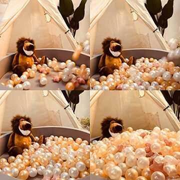 Ball Pit Balls Play Balls for Babies, Small Balls Stars for Kids Playpen Plastic Balls for Babies Ball Pool Puppy Playballs, Pink Gold White